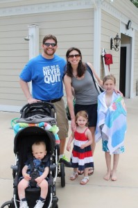 family at pool
