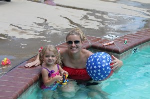 mom daughter in pool