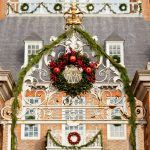 WILLIAMSBURG, VIRGINIA - DECEMBER 30: Entrance to Governors Palace decorated for xmas on December 30, 2011. Colonial Williamsburg's 301 acres includes many restored buildings and houses